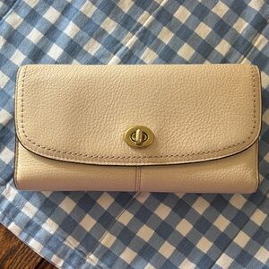 Coach Park Pebbled Leather Turnlock Checkbook Wallet